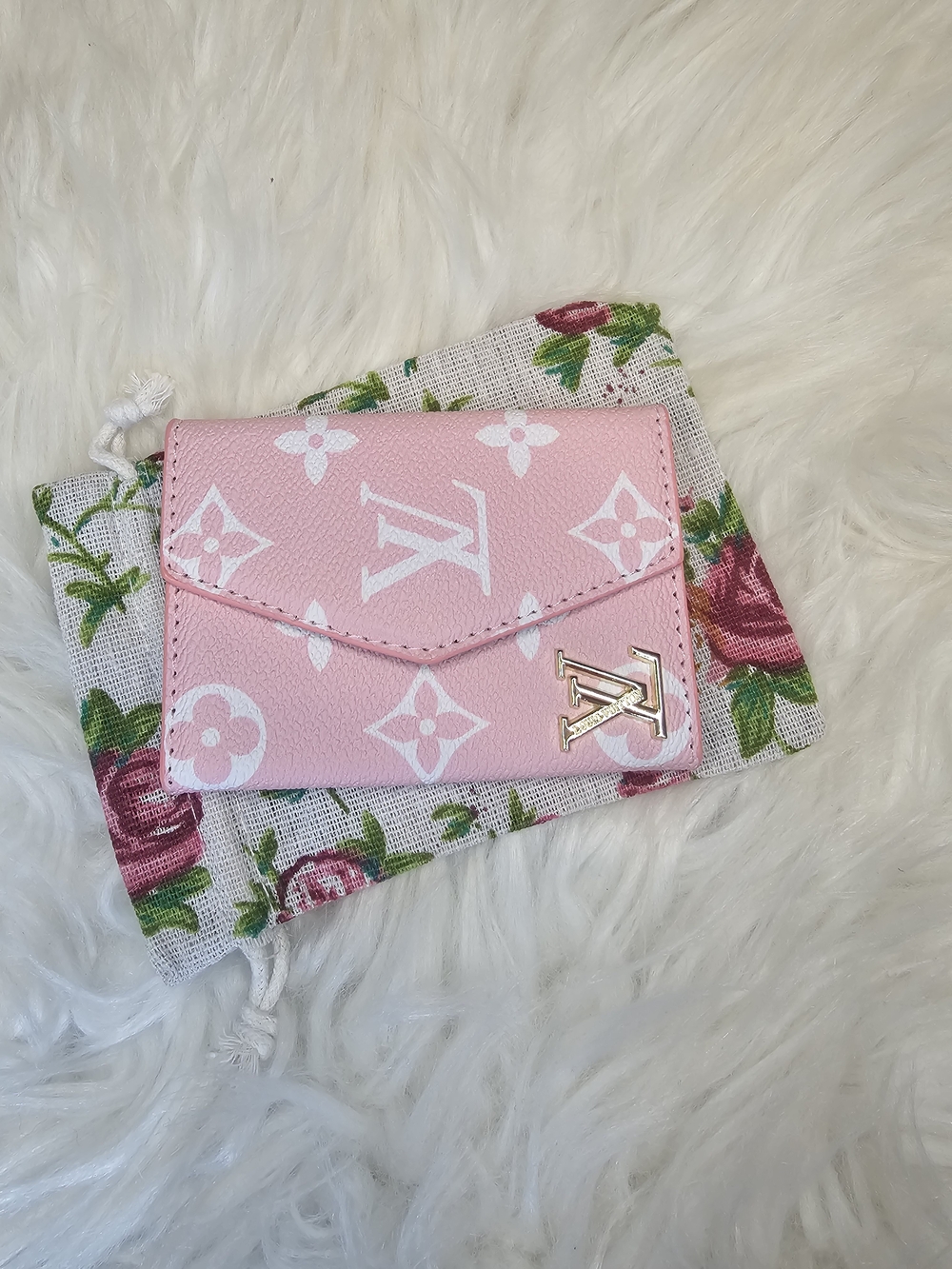Pink Monogram Compact Cardholder